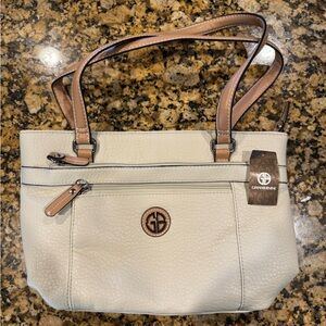 Giani Bernini Cream Leather Tote Bag